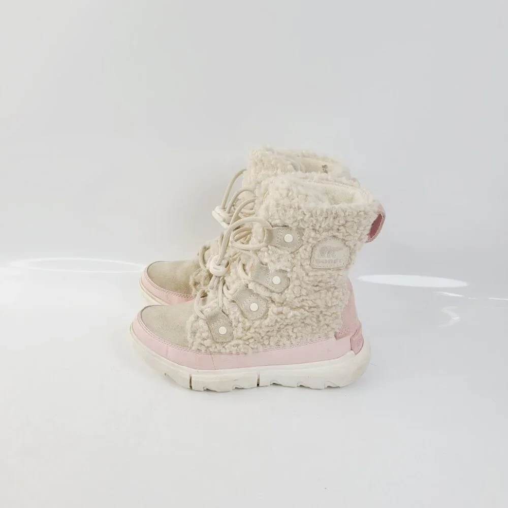 Sorel Youth Canoe Chalk Explorer Cozy Cold-Weather Sherpa Snow‎ Boots Size US 1